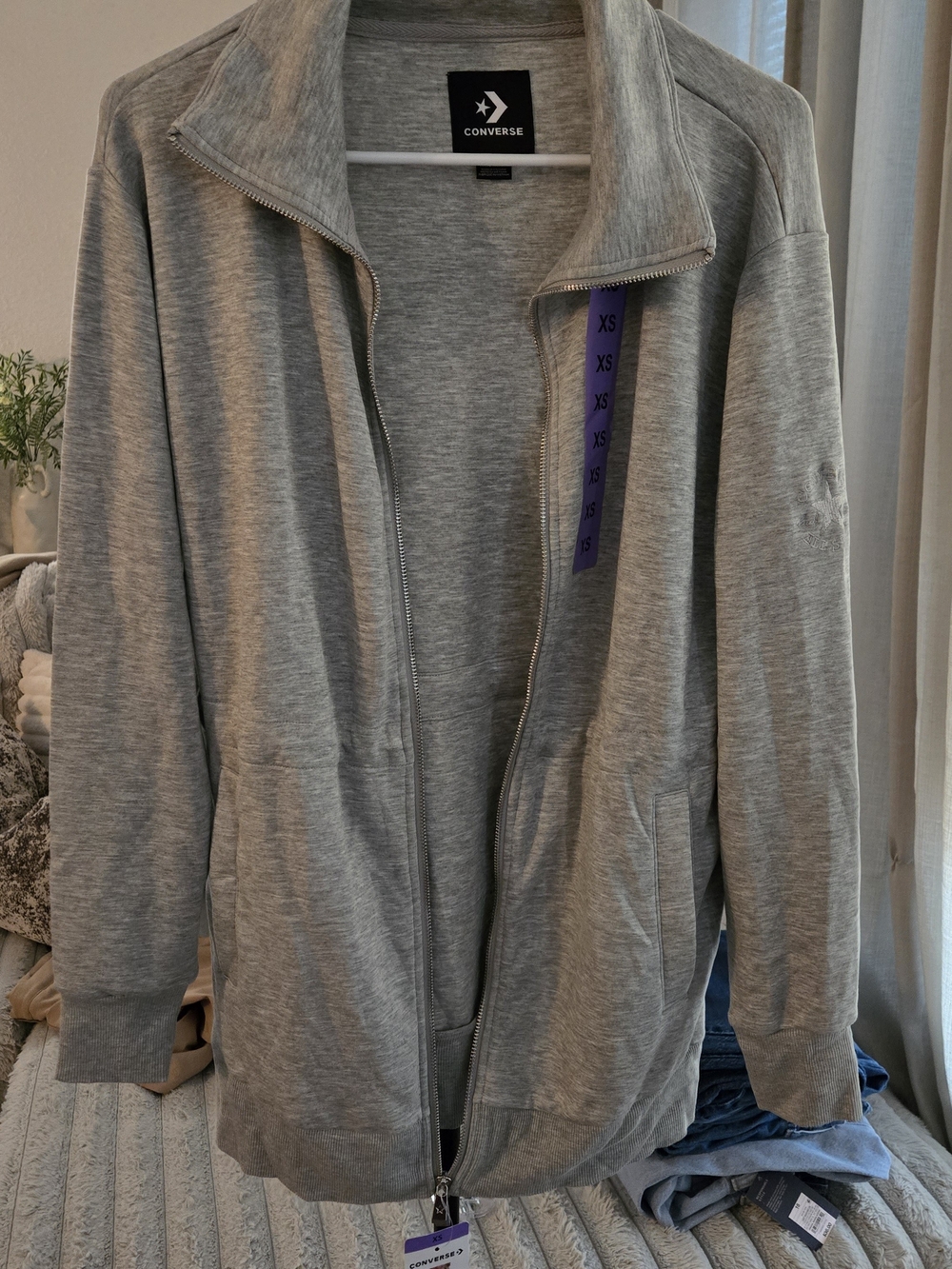 Converse Women’s Heather Gray Full Zip Sweater